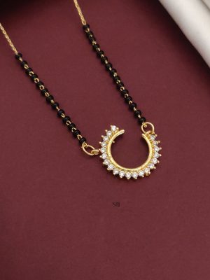 Black and Golden Beads Half Moon Design Pendant Mangalsutra