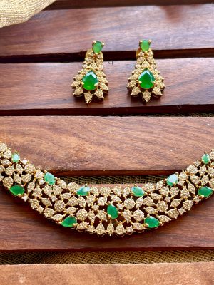 Bridal Emerald &AD Stones Choker Set