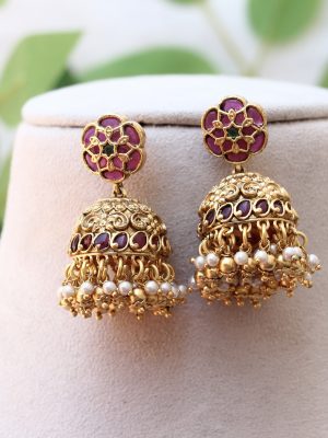Bridal Peacock Design Choker Studded with White &Gold Pearls