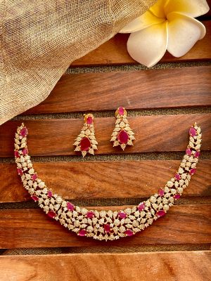 Bridal Ruby & AD Stones Choker Set