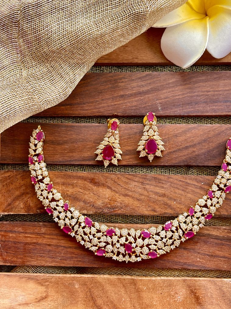 Bridal Ruby & AD Stones Choker Set