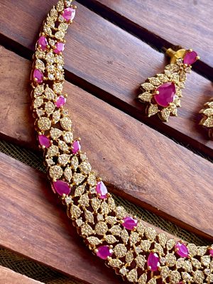 Bridal Ruby & AD Stones Choker Set
