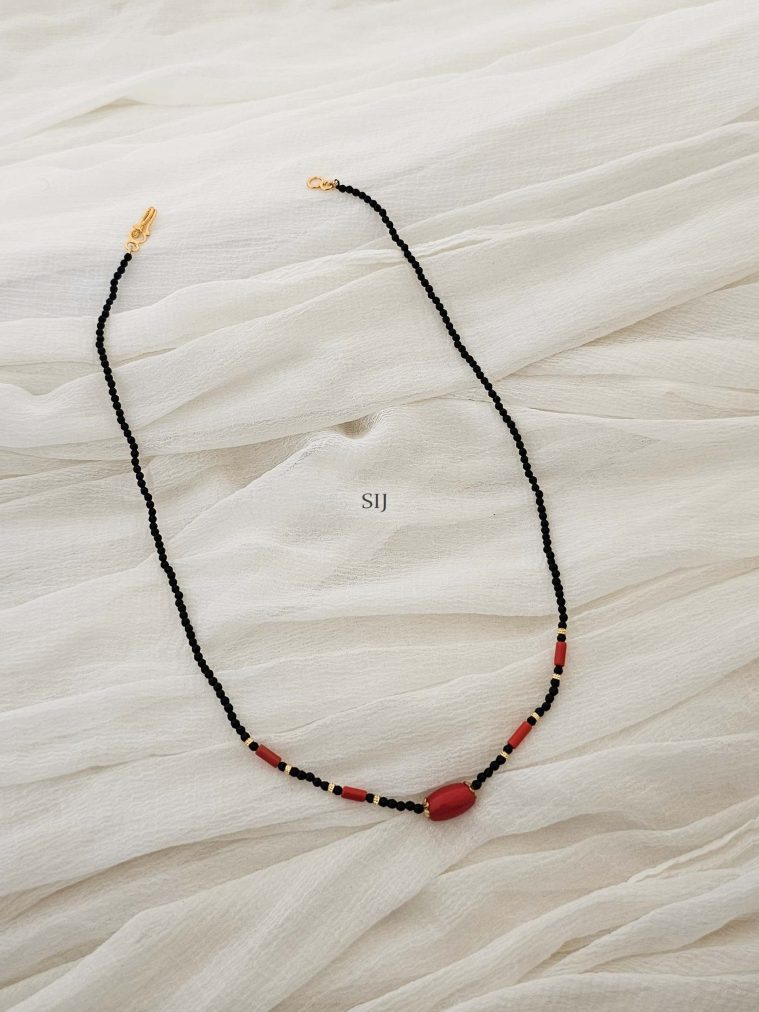 Coral and Black Beads Mangalsutra
