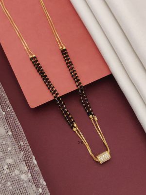 Dual Layered Gold Chain with Black Beads Mangalsutra