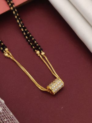 Dual Layered Gold Chain with Black Beads Mangalsutra