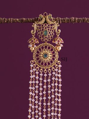 Dual Peacock Cluster Pearl Hanging Jadai Billai