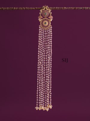 Dual Peacock Cluster Pearl Hanging Jadai Billai