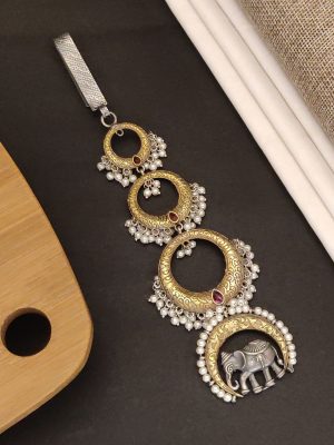 Dual Tone Gold & Silver Elephant Saree Juda
