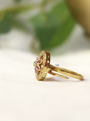 Floral Design Kemp &AD Stones Finger Ring