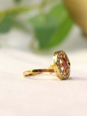 Floral Design Kemp &AD Stones Finger Ring