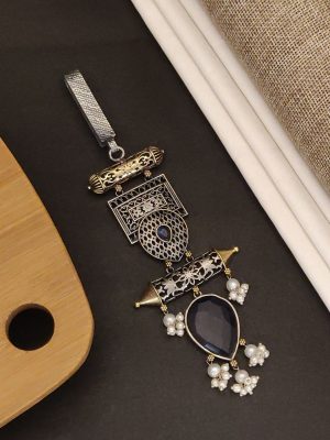 German Silver Plated Blue Stone Saree Juda