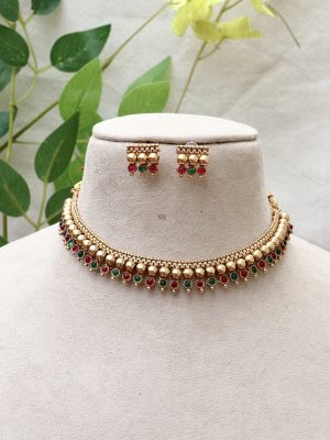 Gold Covering Multicolor Stone Necklace