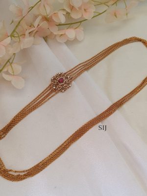 Gold Finish 5 Layers Floral Pendant Chandra Haram