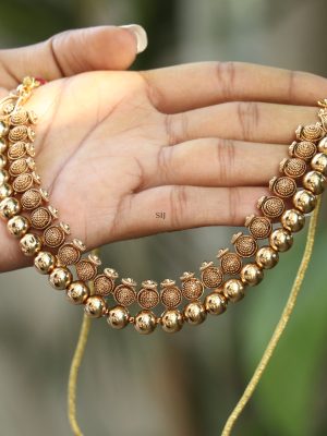 Gold Finish Ball Drop Necklace Set