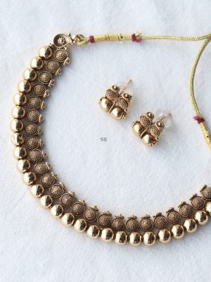 Gold Finish Ball Drop Necklace Set