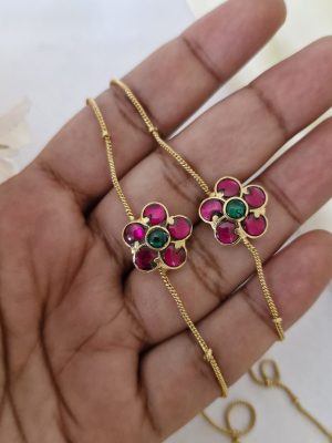 Gold Finish Floral Design Anklets
