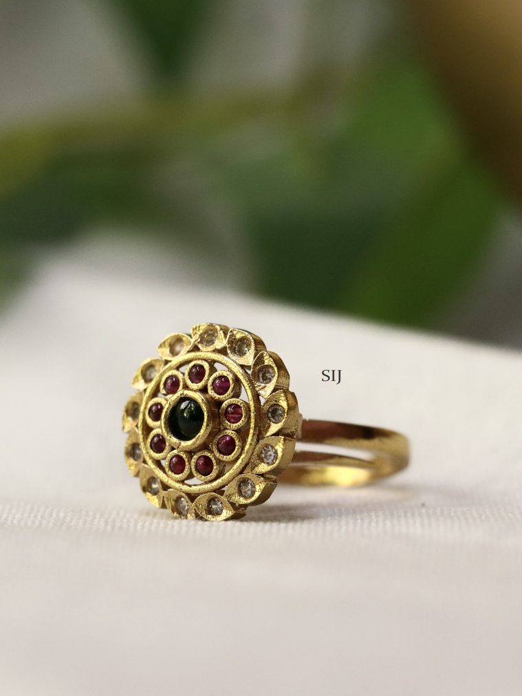 Gold Finish Kemp &AD Stones Finger Ring