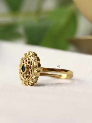 Gold Finish Kemp &AD Stones Finger Ring