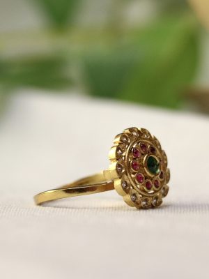 Gold Finish Kemp &AD Stones Finger Ring