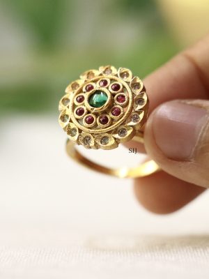Gold Finish Kemp &AD Stones Finger Ring