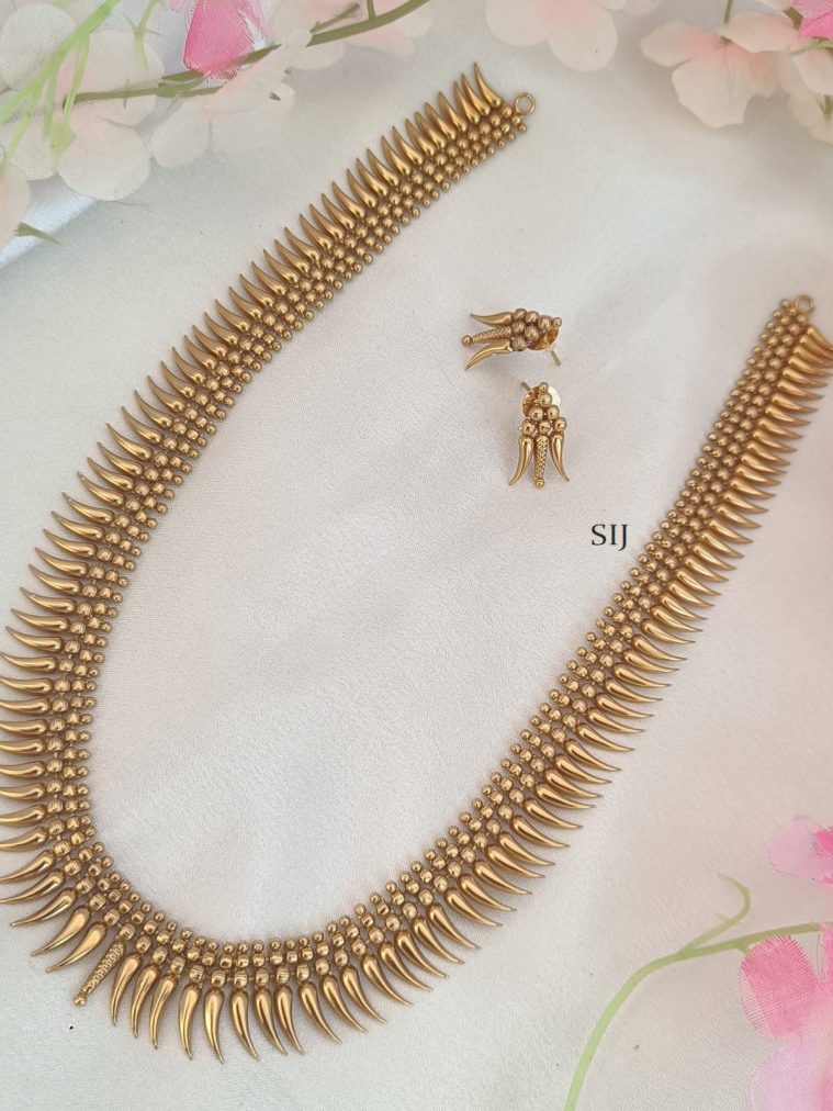 Gold Finish Kerala Mullamottu Design Long Haram