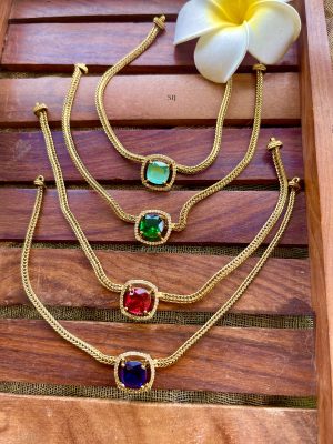 Gold Finish Simple Stone Choker