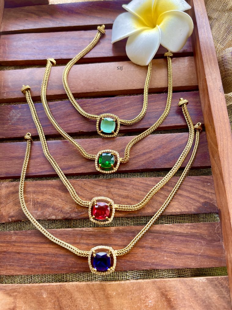 Gold Finish Simple Stone Choker