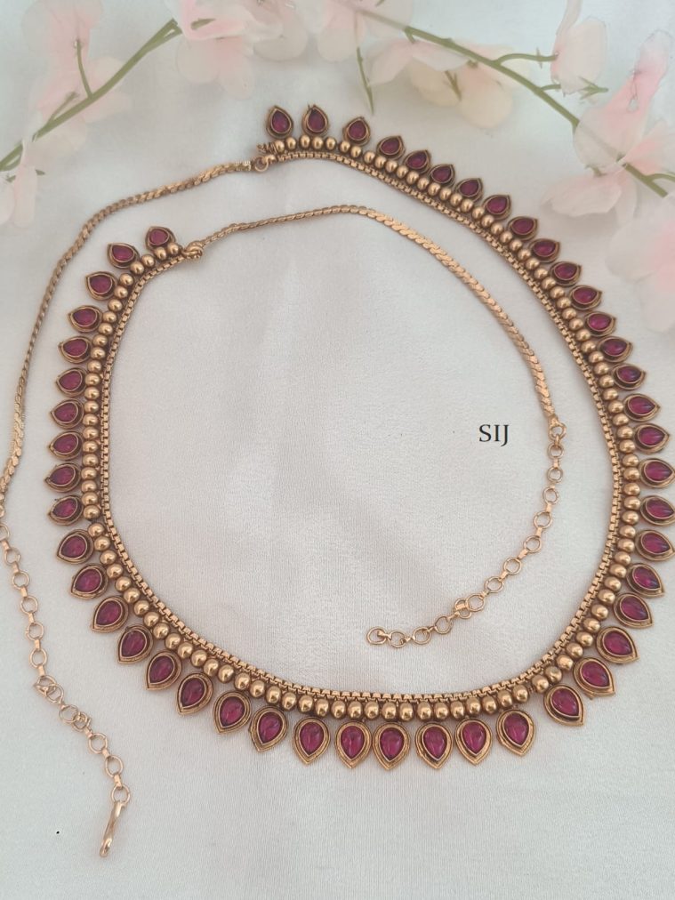 Gold Finish Tear Drop Kemp Stones Hip Chain