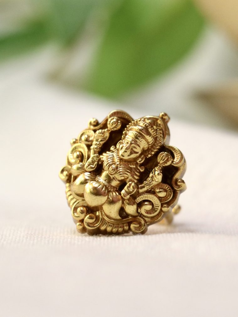 Gold Finish Temple Nagas Finger Ring