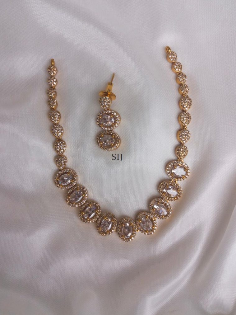 Gold Plated American Diamond Necklace Set