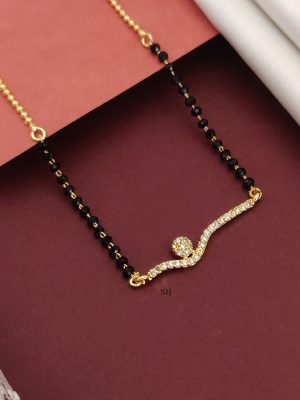 Gold Plated Black Beads Dailywear Mangalsutra
