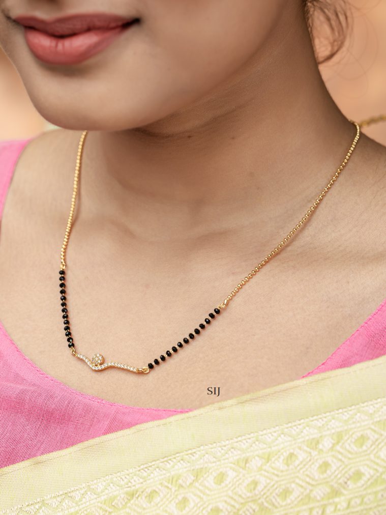 Gold Plated Black Beads Dailywear Mangalsutra
