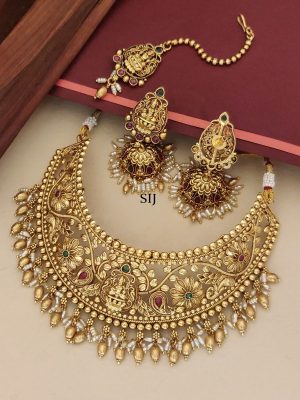 Gold Plated Bridal Necklace Set with Maang Tikka