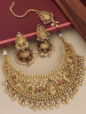 Gold Plated Bridal Necklace Set with Maang Tikka