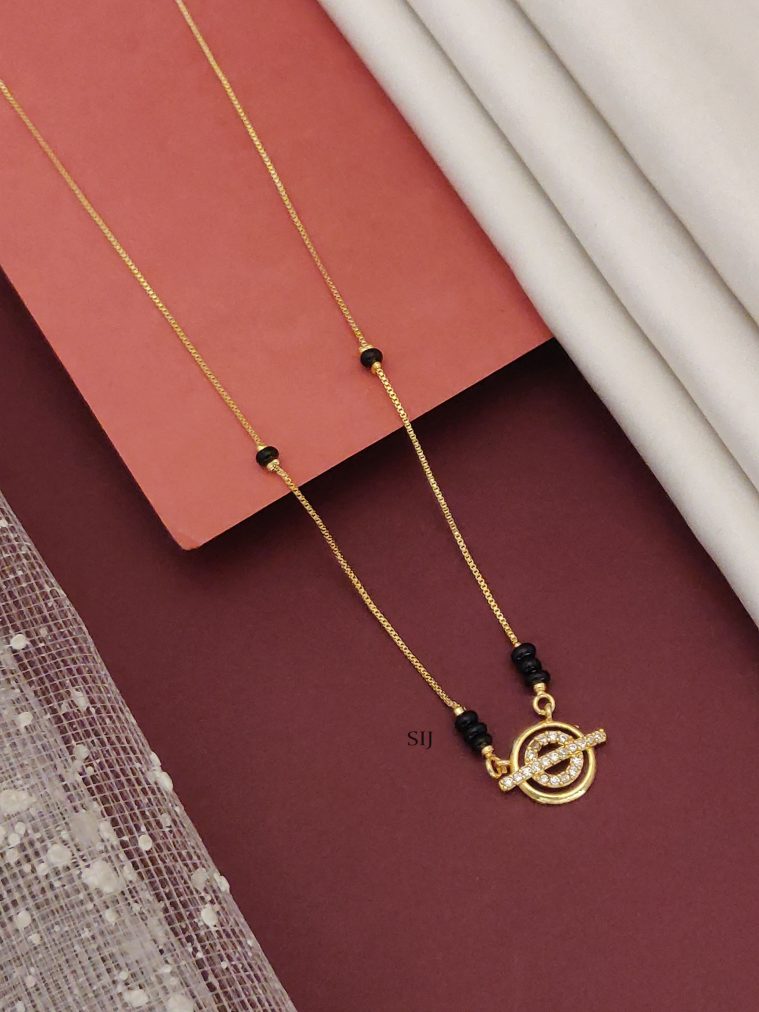 Gold Plated Chain with Black Beads Dailywear Mangalsutra