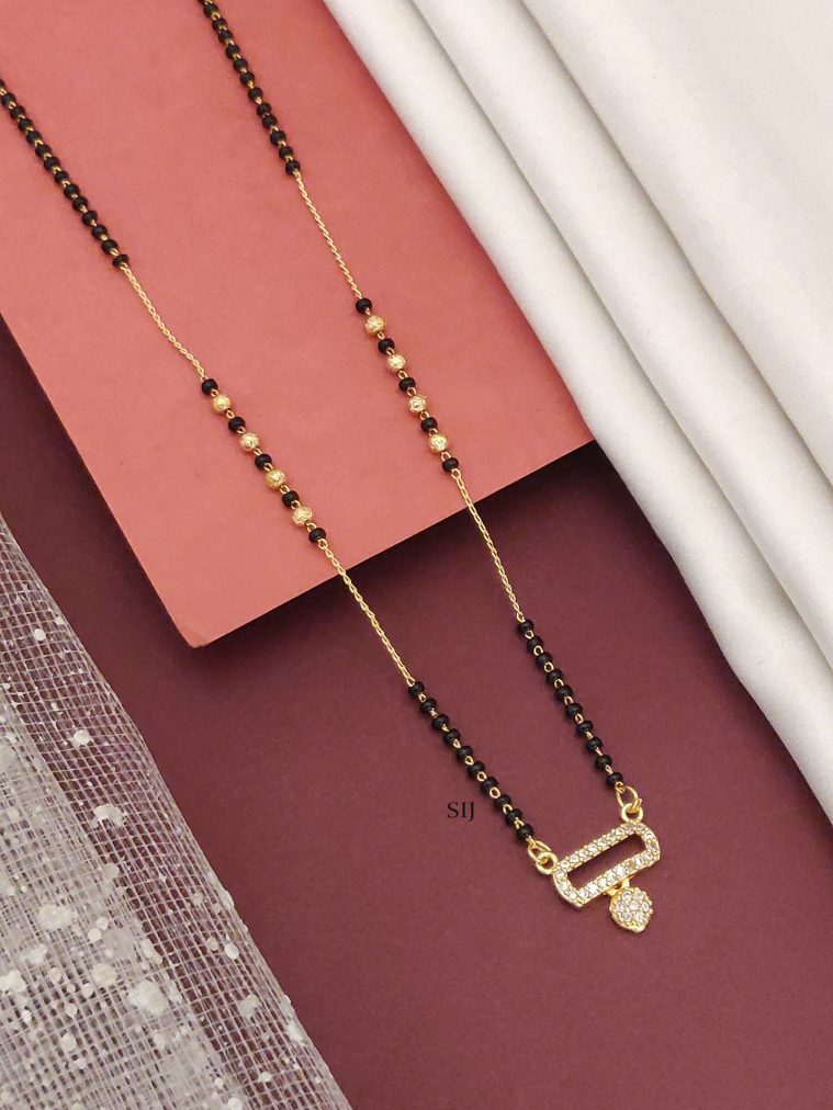 Gold Plated Chain with Black Beads Dailywear Mangalsutra
