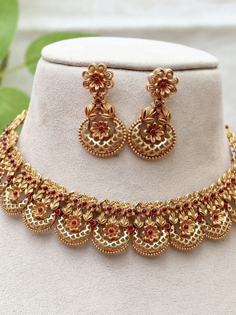 Gold Plated Diya Designer Necklace