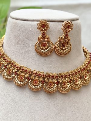 Gold Plated Diya Designer Necklace