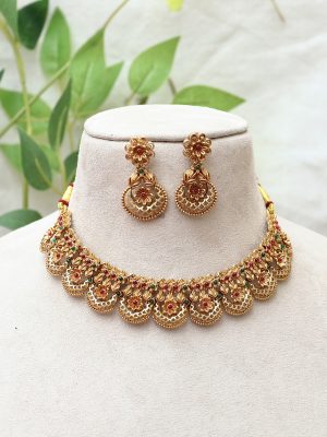 Gold Plated Diya Designer Necklace