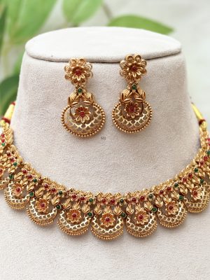 Gold Plated Diya Designer Necklace