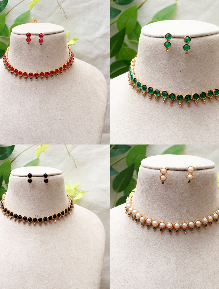 Gold Plated Multicolor Stone Necklaces