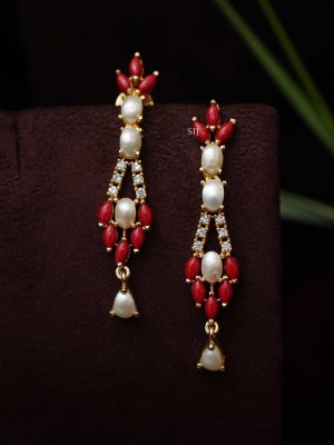 Gold Plated Coral Beads and Pearl Studded Choker Set
