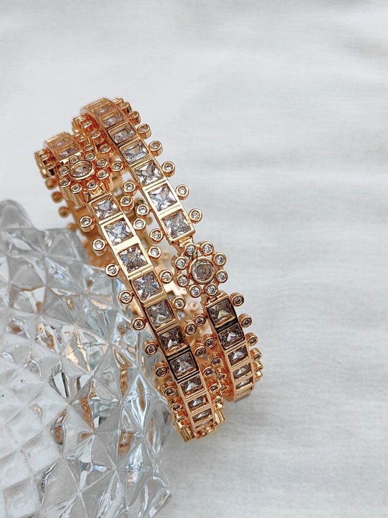 Imitation White Color Stones Studded Bangles