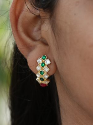 Jadau Kundan Hoop Style Earrings