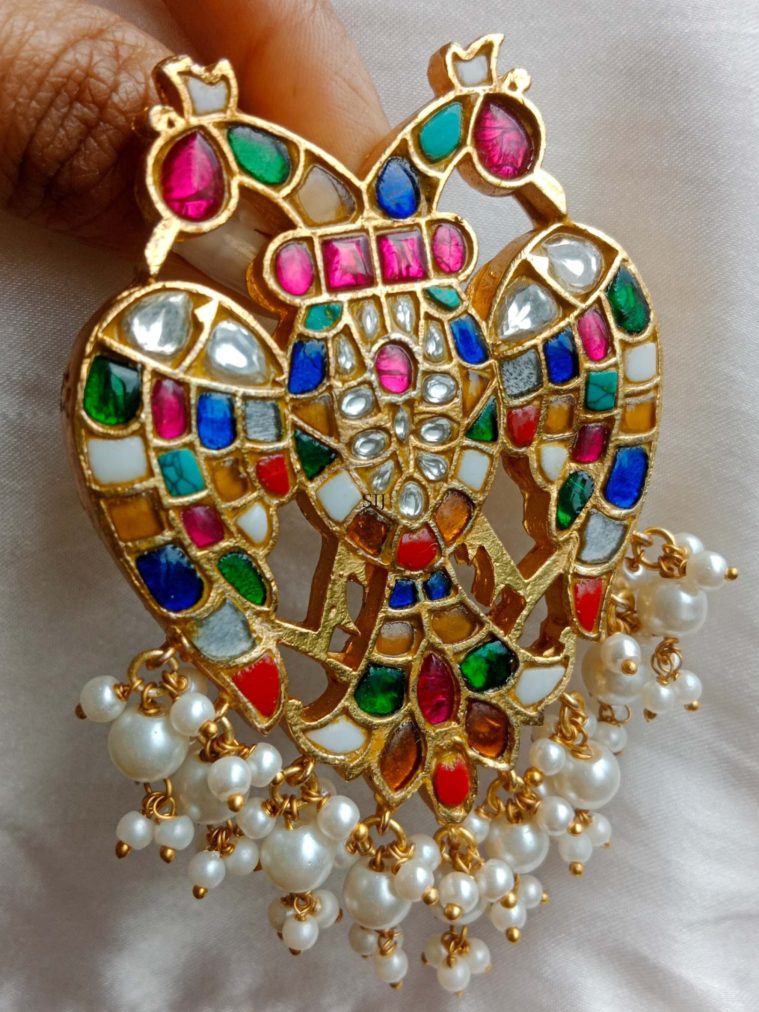 Jadau Kundan Navrathna Stones Gandaberunda Pendant