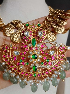 Jadau Kundan Pendant Lakshmi Kasumala Haram