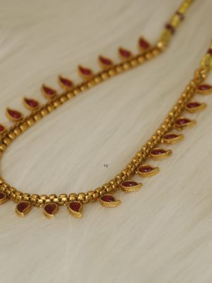 Mango Design Golden Beads Kemp Stones Necklace Set