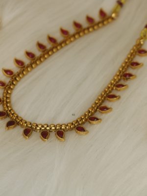 Mango Design Golden Beads Kemp Stones Necklace Set