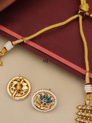 Meenakari Green Antique Gold Plated Necklace Set