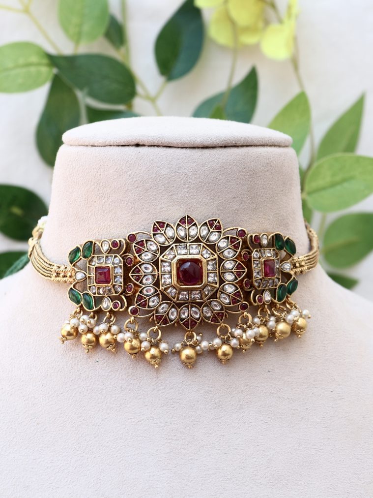 Multi Color Kundan Stone Choker Set